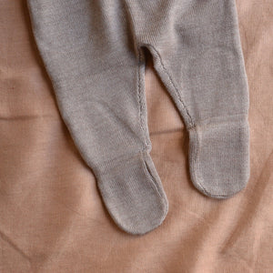 Baby Knitted Footed Romper Pants - 100% Organic Merino - Cub Marl (0-6m)
