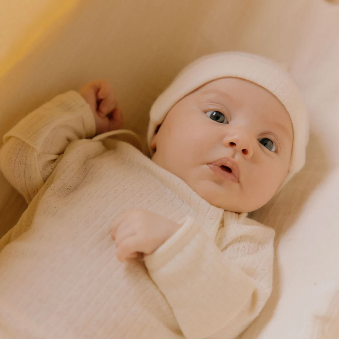 Pointelle Baby Sleep Gown - 100% Organic Merino - Natural (Newborn-6m)