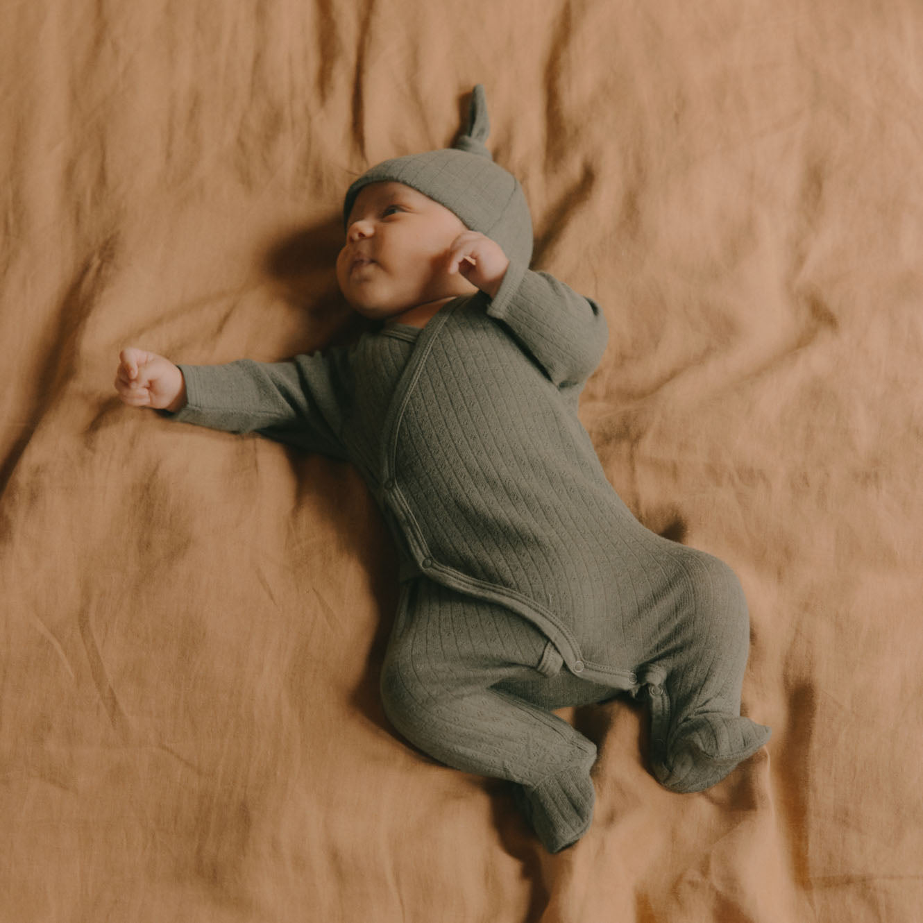 Pointelle Baby Kimono Sleep Suit - 100% Organic Merino (Newborn-6m)