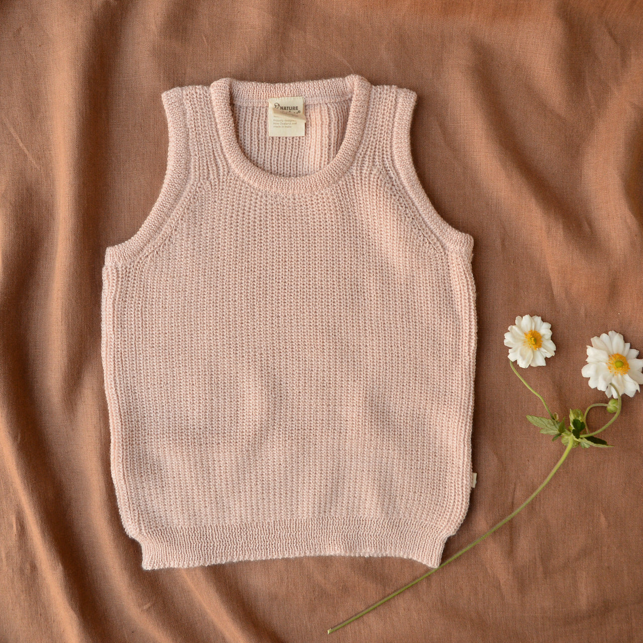Organic Merino Knitted Vest - Rose Dust (4y) *Last One!