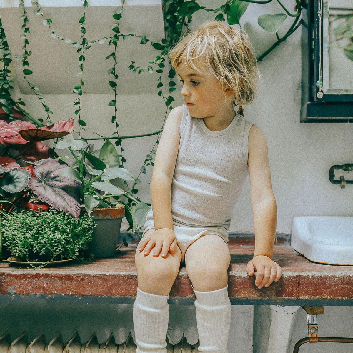 Child’s Sleeveless Vest - Organic Merino Pointelle (0-6y)