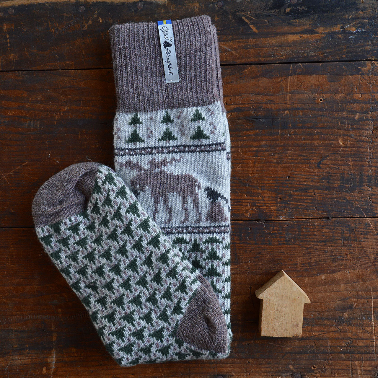 Long Woollen Rag Socks - Recycled Lambswool - Skogen (Adults 38-41)