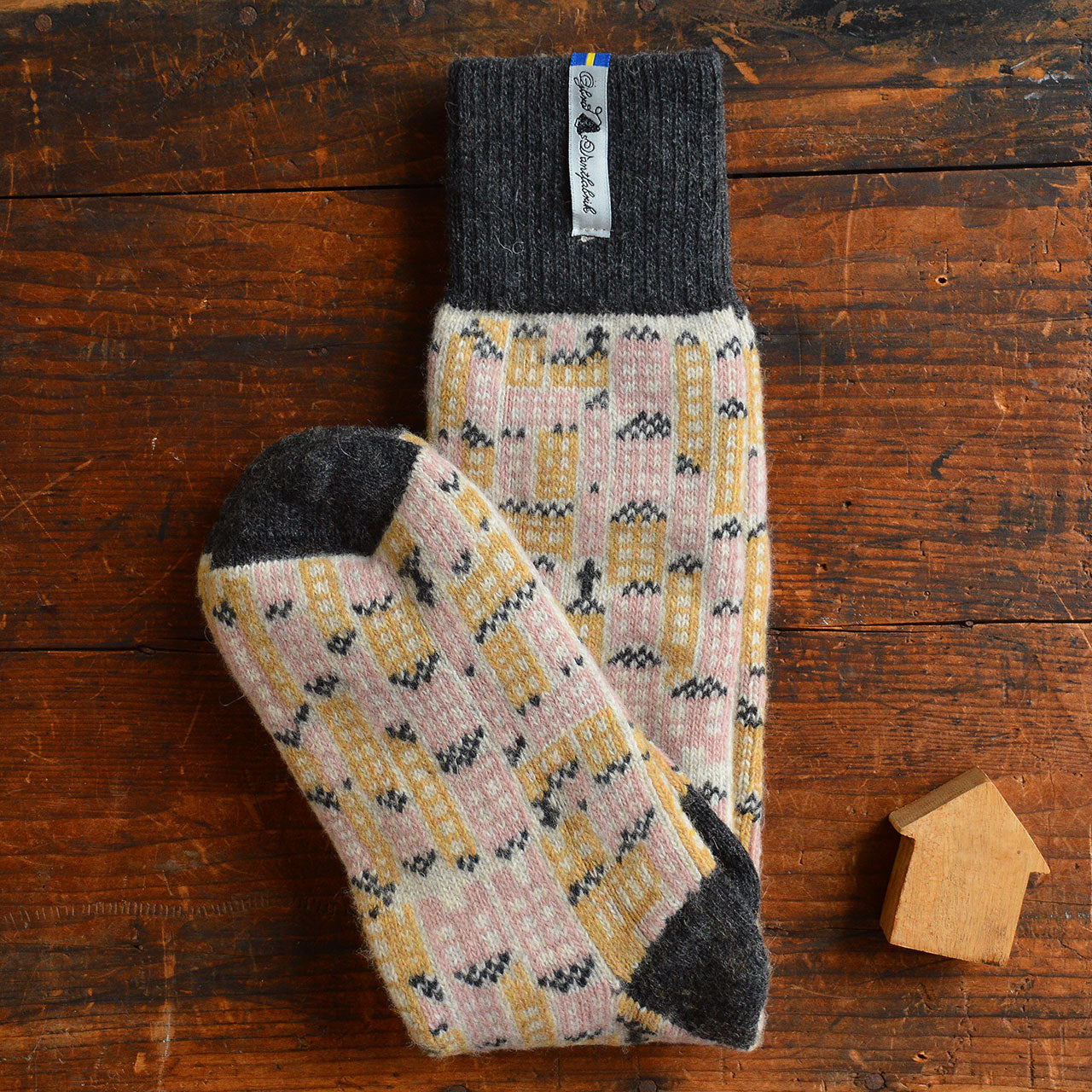 Long Woollen Rag Socks - Recycled Lambswool - Gamla Stan (Adults 38-41)