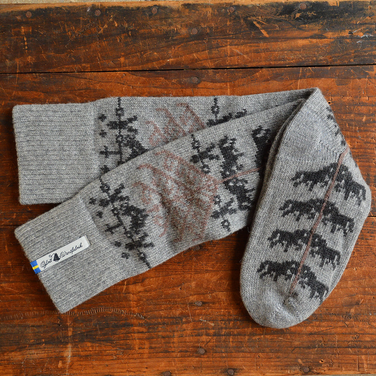 Long Woollen Rag Socks - Recycled Lambswool - Yggdrasil (Adults 38-41)