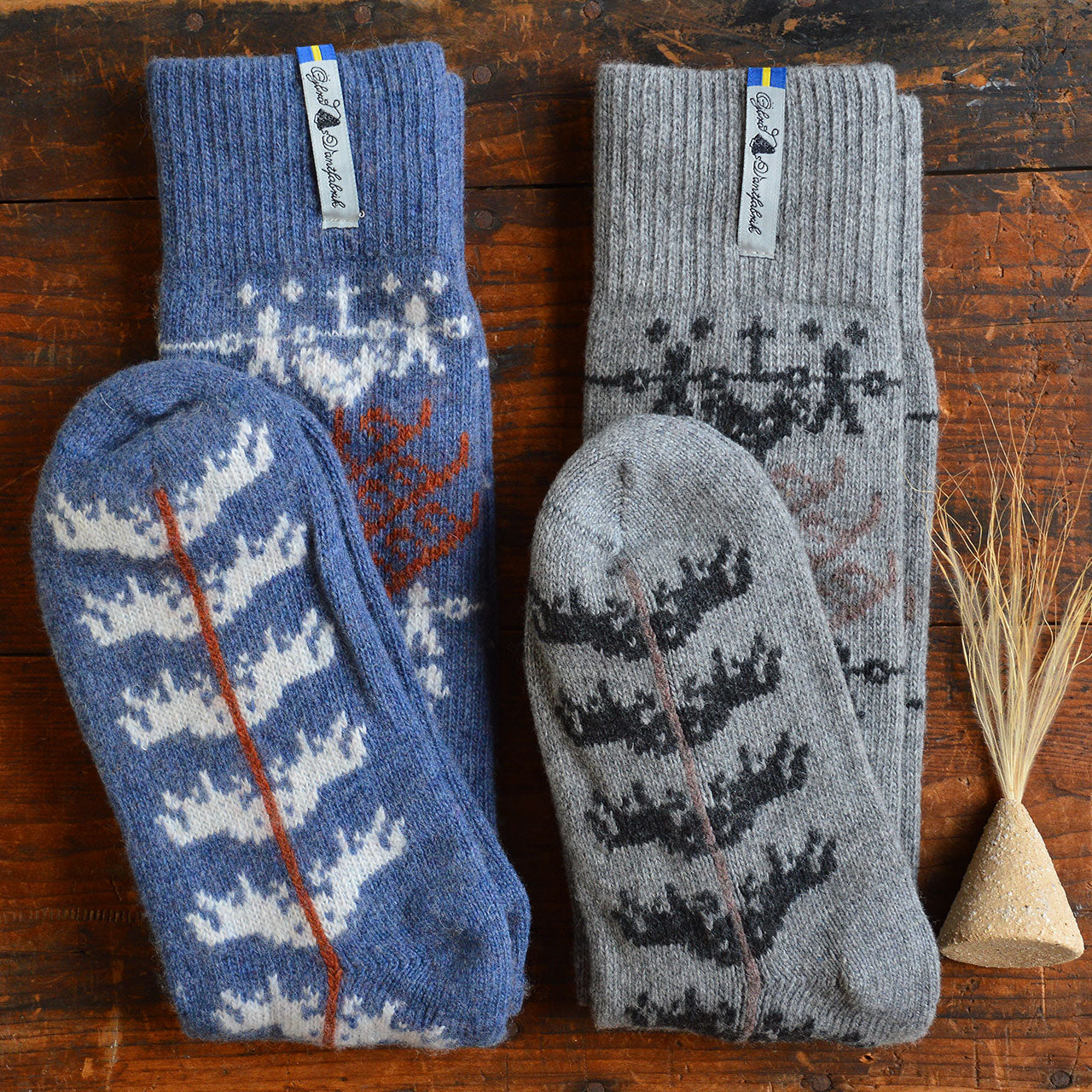 Long Woollen Rag Socks - Recycled Lambswool - Yggdrasil (Adults 38-41)