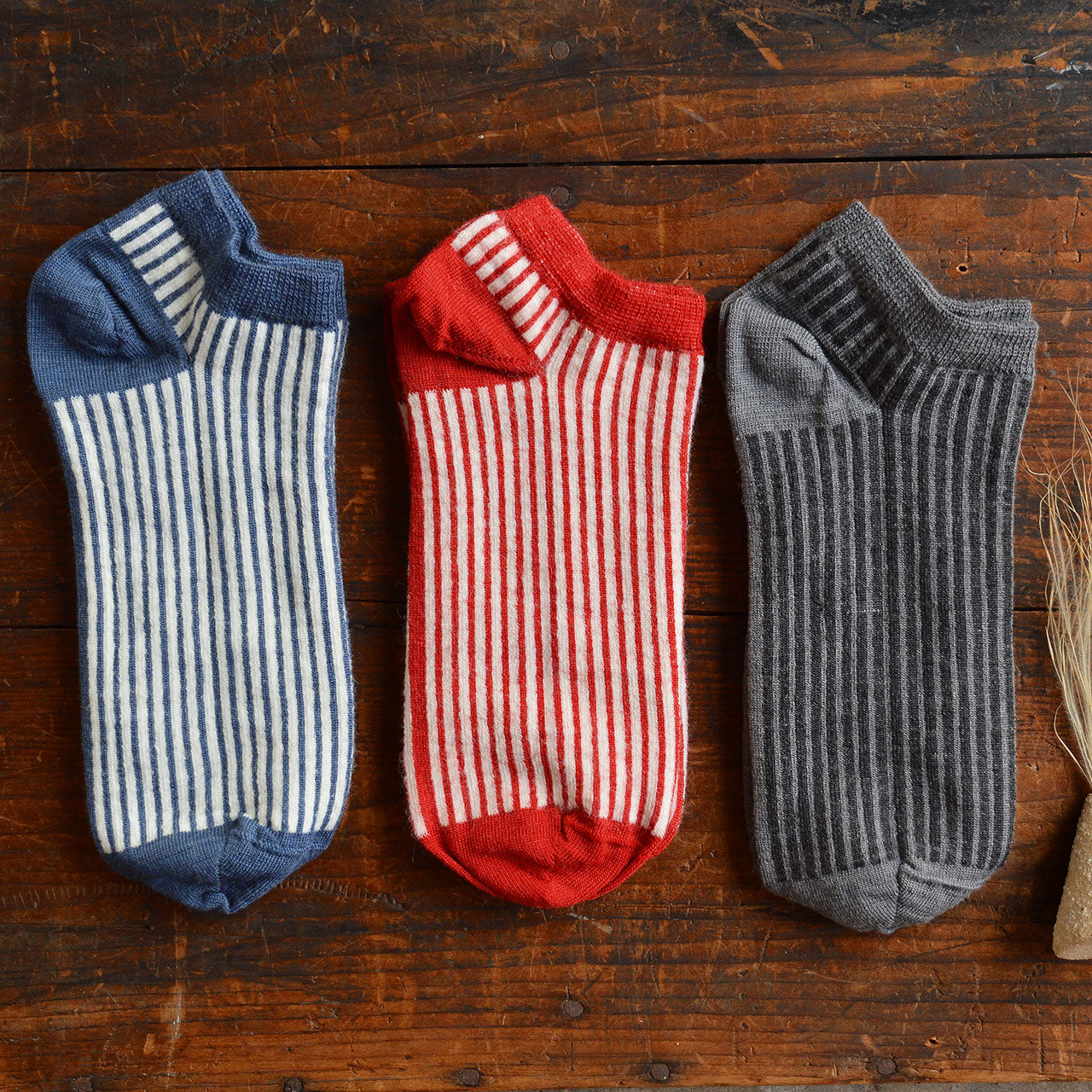 Jacquard Ankle Socks - Merino Wool - Stripes (Adults 38-45)