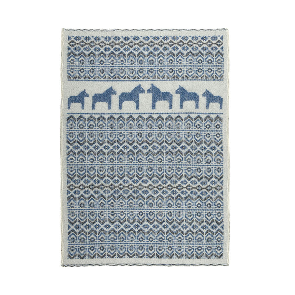 Jacquard Woven Blanket - 100% Wool - Darlana Blue (130x90cm)