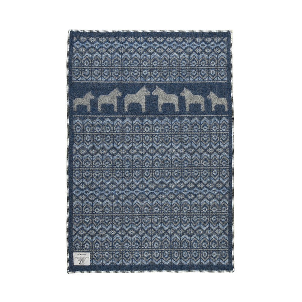 Jacquard Woven Blanket - 100% Wool - Darlana Blue (130x90cm)