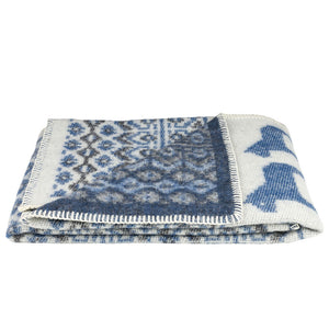 Jacquard Woven Blanket - 100% Wool - Darlana Blue (130x90cm)