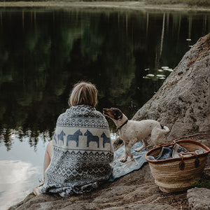 Jacquard Woven Blanket - 100% Wool - Darlana Blue (130x90cm)