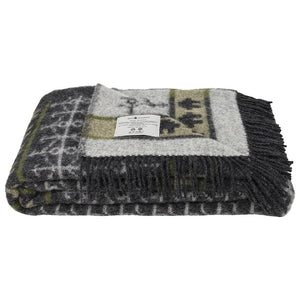 Jacquard Woven Throw - 100% Wool - Ekshärad (200x130cm)
