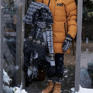 Jacquard Woven Throw - 100% Wool - Ekshärad (200x130cm)