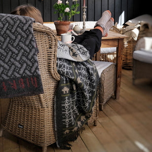 Jacquard Woven Throw - 100% Wool - Ekshärad (200x130cm)