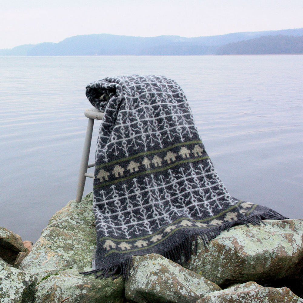 Jacquard Woven Throw - 100% Wool - Ekshärad (200x130cm)