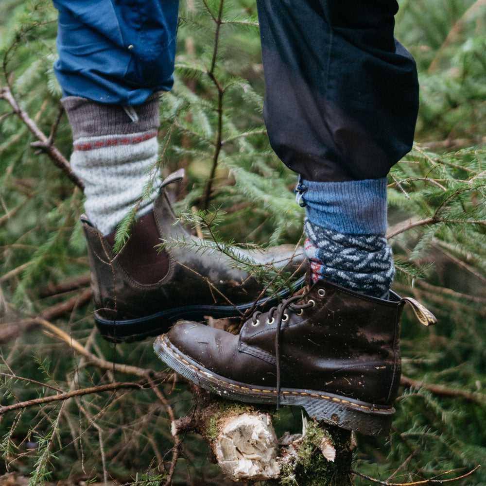 Long Woollen Rag Socks - Recycled Lambswool - Futhark (Adults 38-41)
