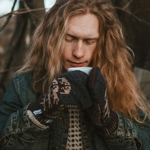 Double Wool Mittens - 100% Merino - Gotland Brown (Adults)