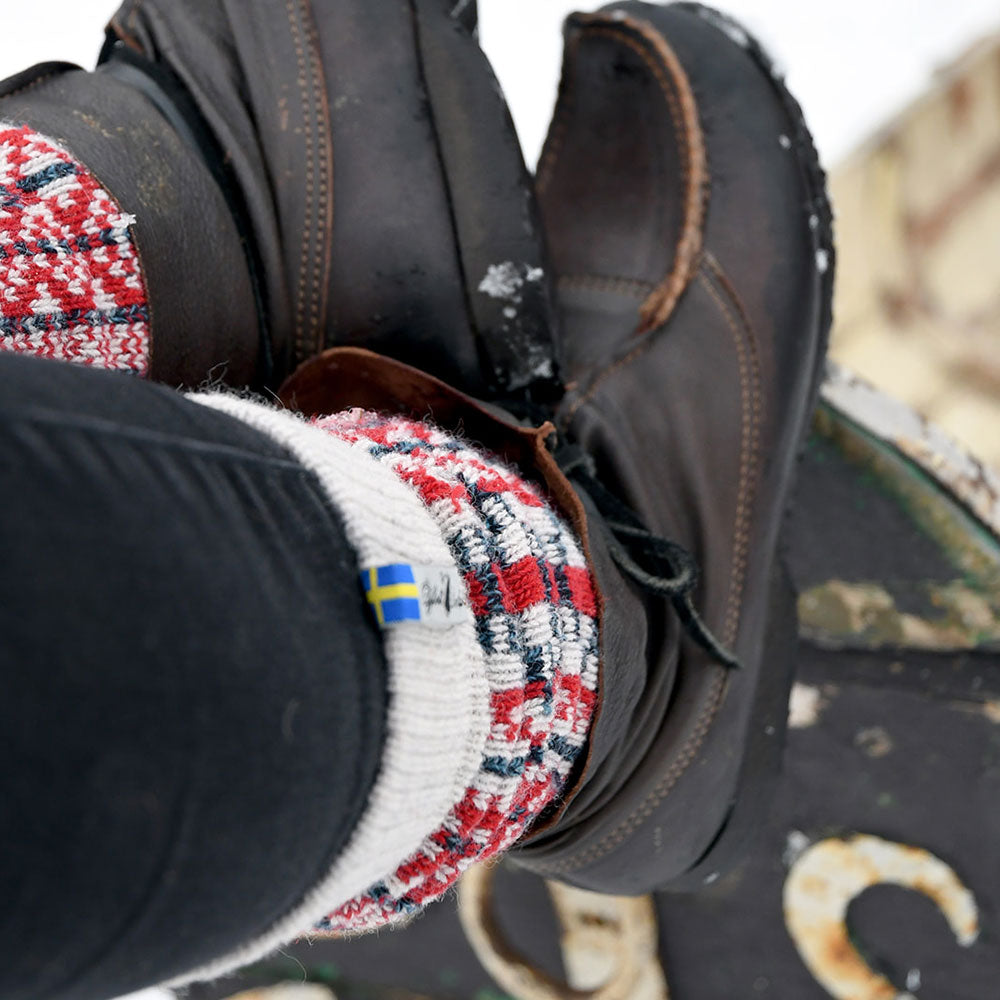 Long Woollen Rag Socks - Recycled Lambswool - Lycksele (Adults 38-41)