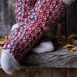 Long Woollen Rag Socks - Recycled Lambswool - Lycksele (Adults 38-41)
