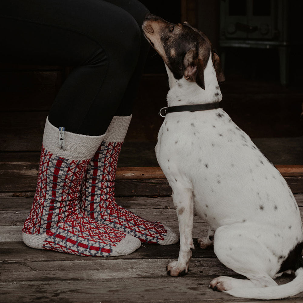 Long Woollen Rag Socks - Recycled Lambswool - Lycksele (Adults 38-41)