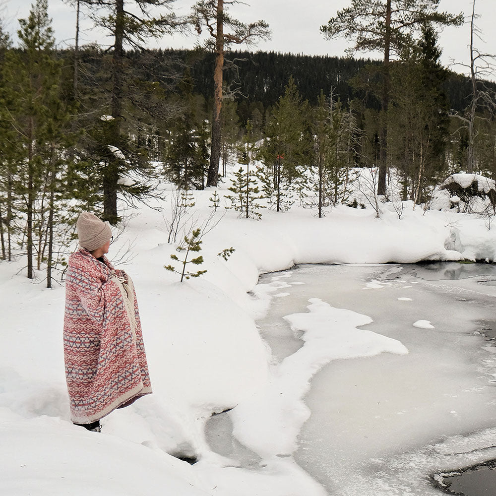 Jacquard Woven Throw - 100% Wool - Lycksele (200x130cm)