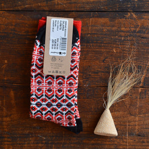 Jacquard Knit Socks - Merino Wool - Darlana Red (Adults 38-45)