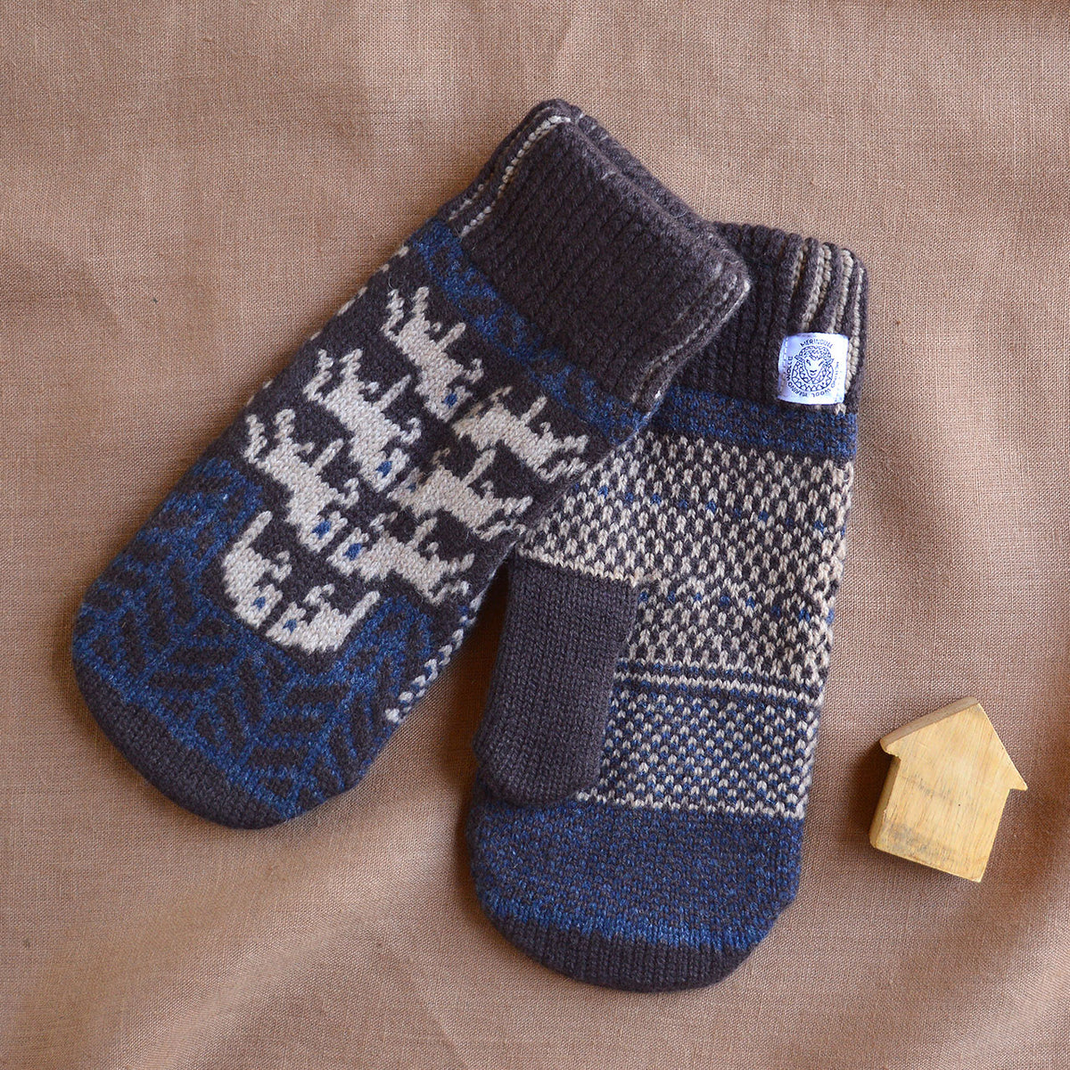 Double Wool Mittens - 100% Merino - Gotland Brown (Adults)