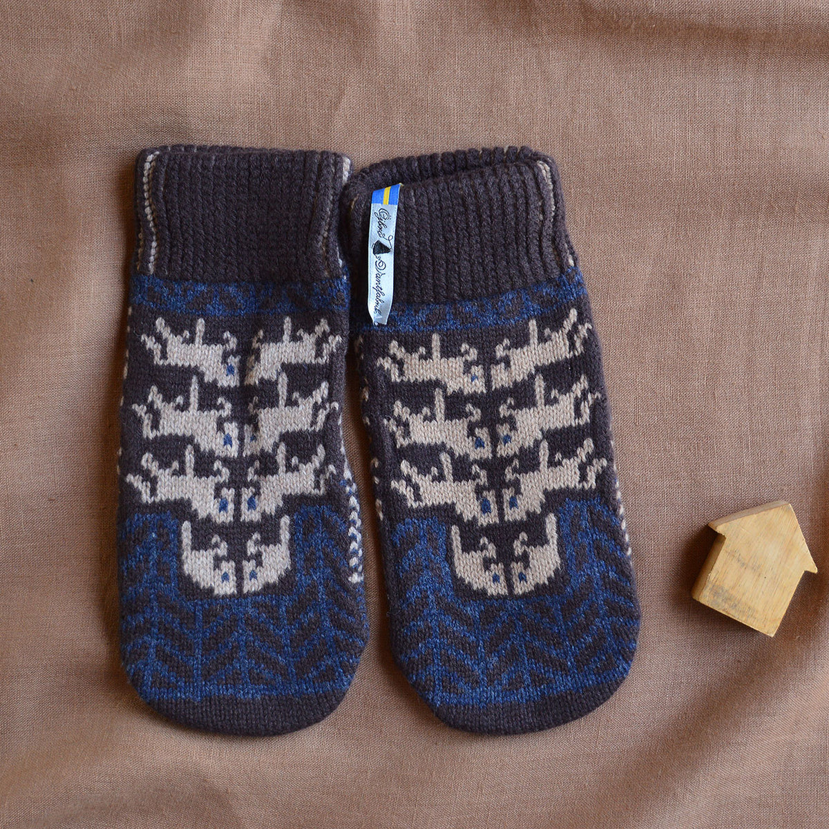 Double Wool Mittens - 100% Merino - Gotland Brown (Adults)