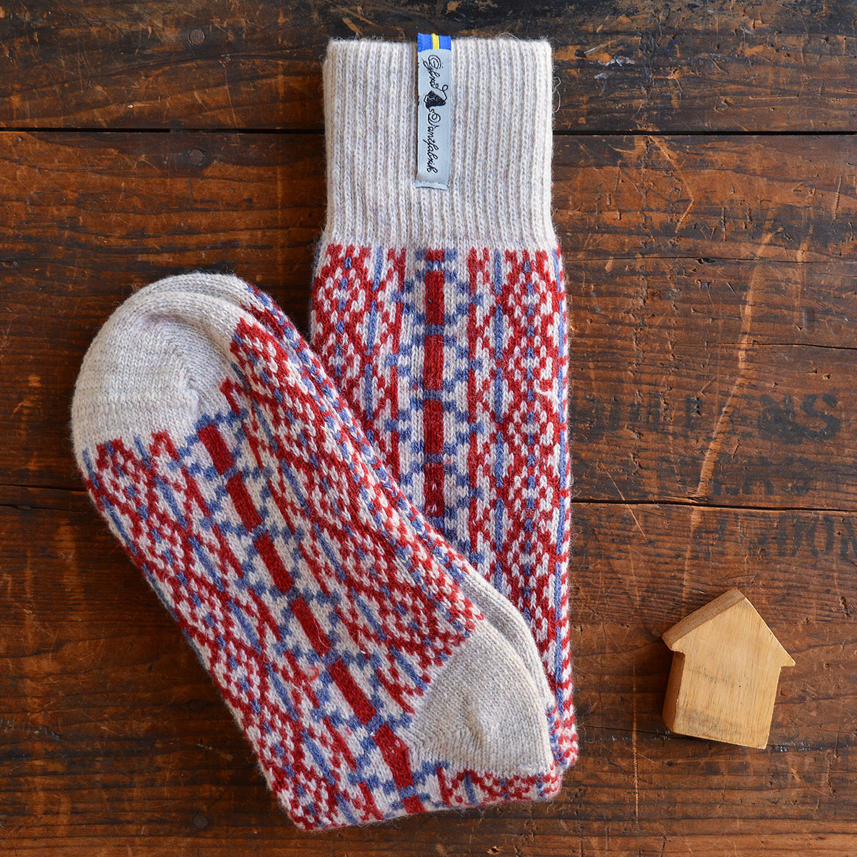 Long Woollen Rag Socks - Recycled Lambswool - Lycksele (Adults 38-41)