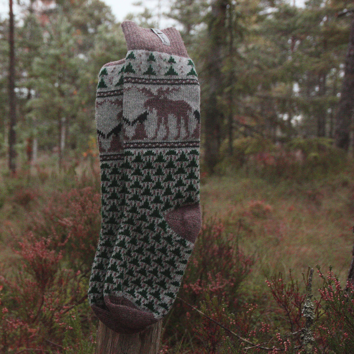 Long Woollen Rag Socks - Recycled Lambswool - Skogen (Adults 38-41)