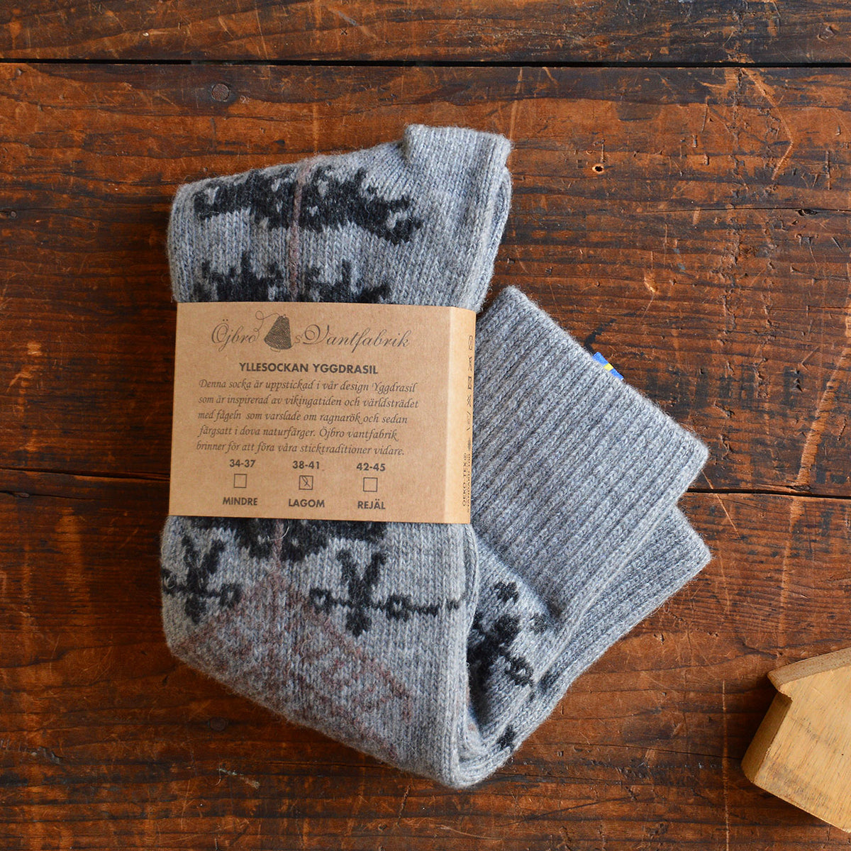 Long Woollen Rag Socks - Recycled Lambswool - Yggdrasil (Adults 38-41)