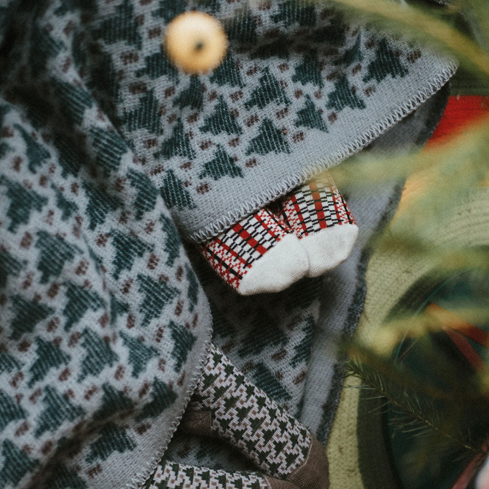 Jacquard Woven Cot Blanket - 100% Wool - Skogen (130x90cm)