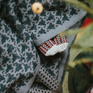 Jacquard Woven Cot Blanket - 100% Wool - Skogen (130x90cm)