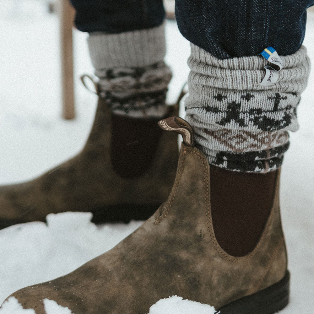 Long Woollen Rag Socks - Recycled Lambswool - Yggdrasil (Adults 38-41)