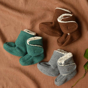 Boiled Wool Booties with Sherpa Organic Cotton Lining (0-2y)