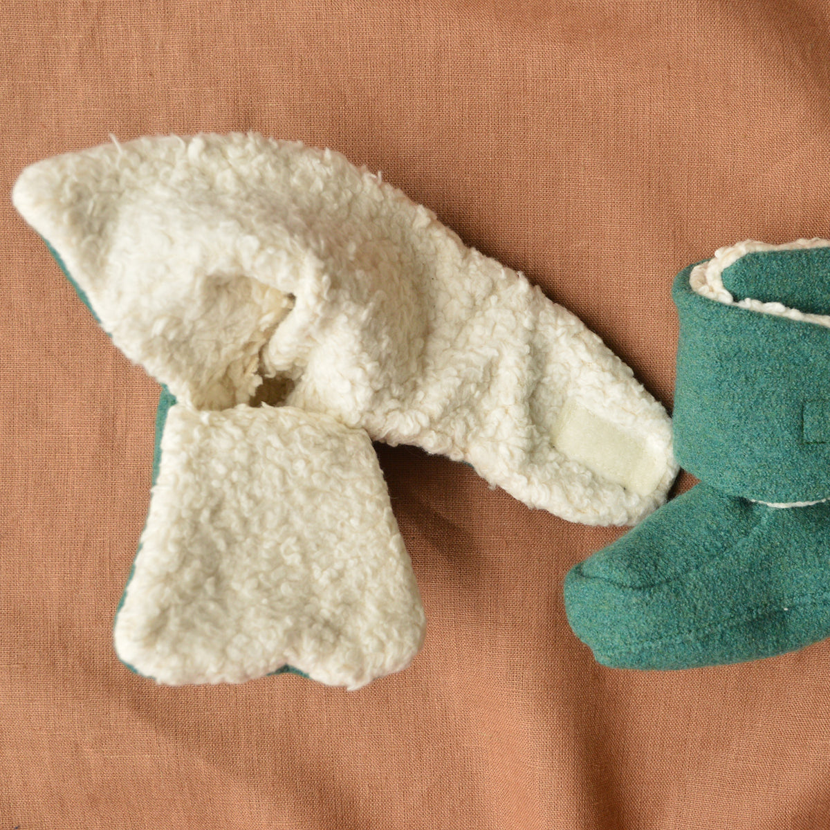 Boiled Wool Booties with Sherpa Organic Cotton Lining (0-2y)