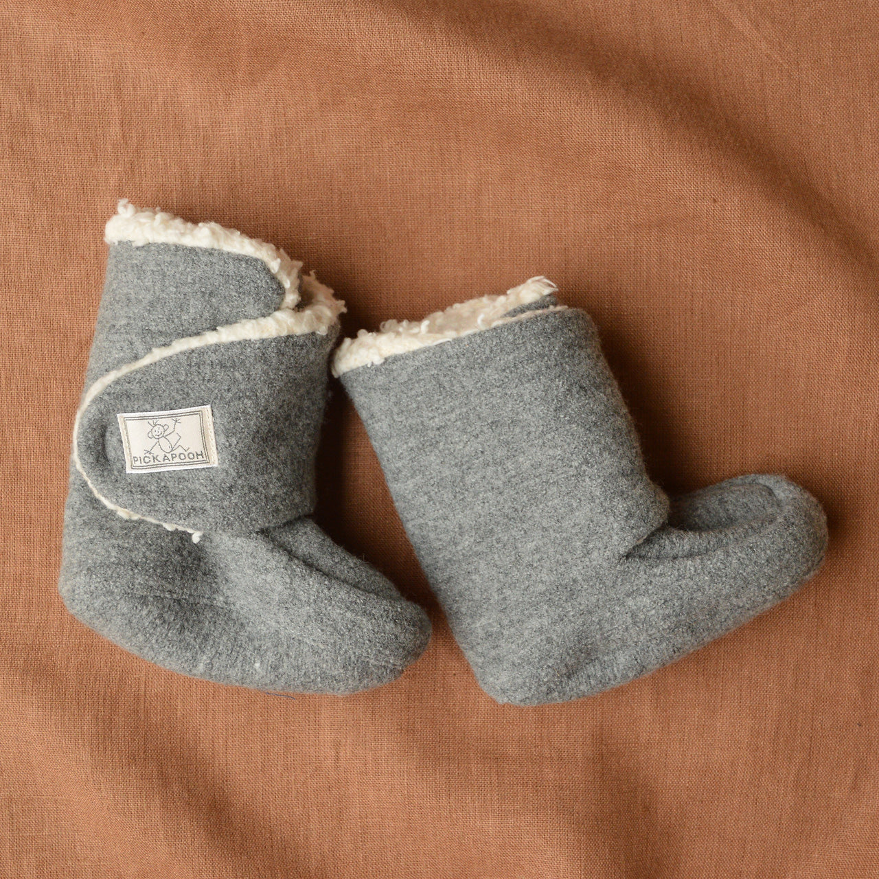 Organic Plush Lined Boiled Wool Booties by Pickapooh from Woollykins