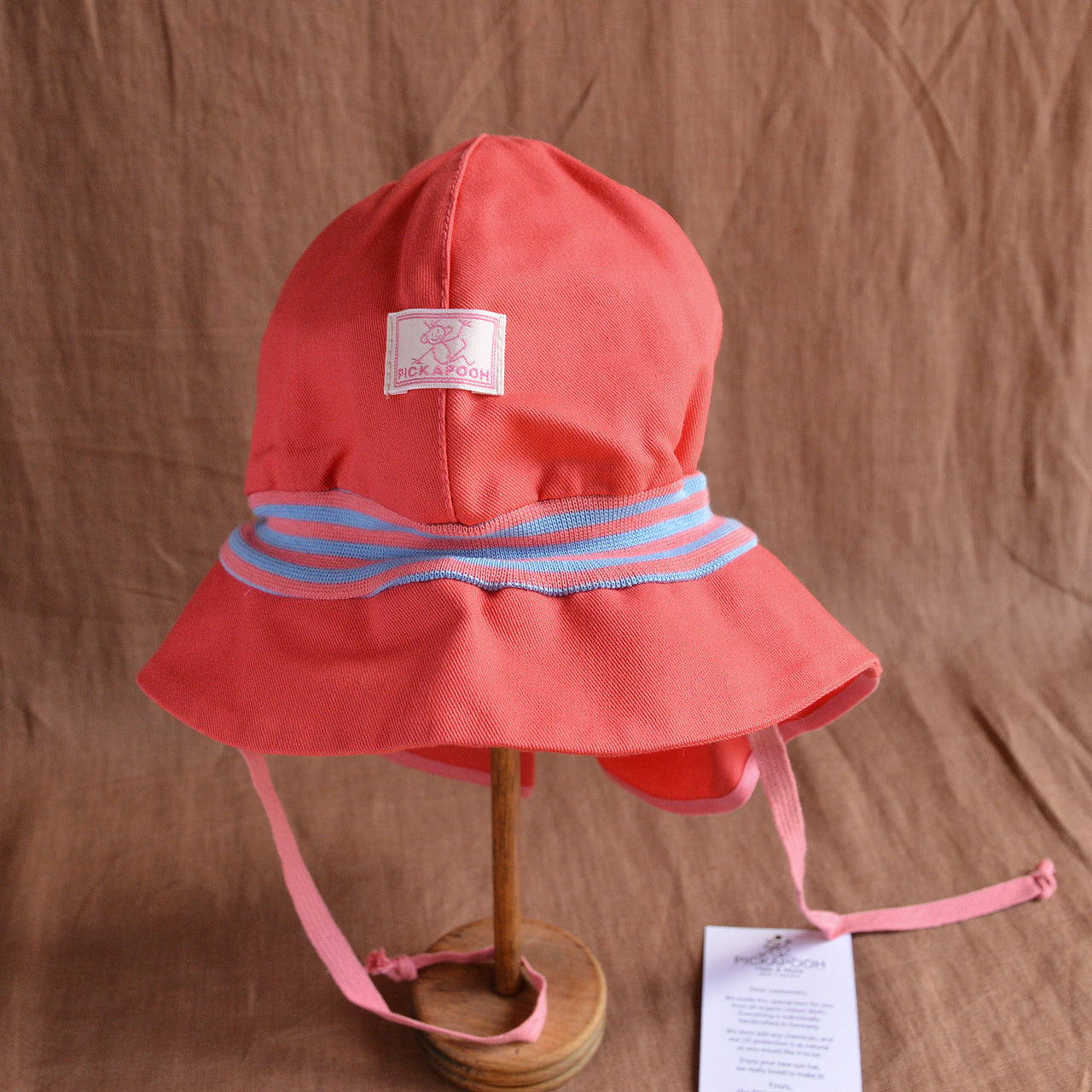 Firefighter UV Sun Hat in 100% Organic Cotton - Stripes (6-12m) *Last One!