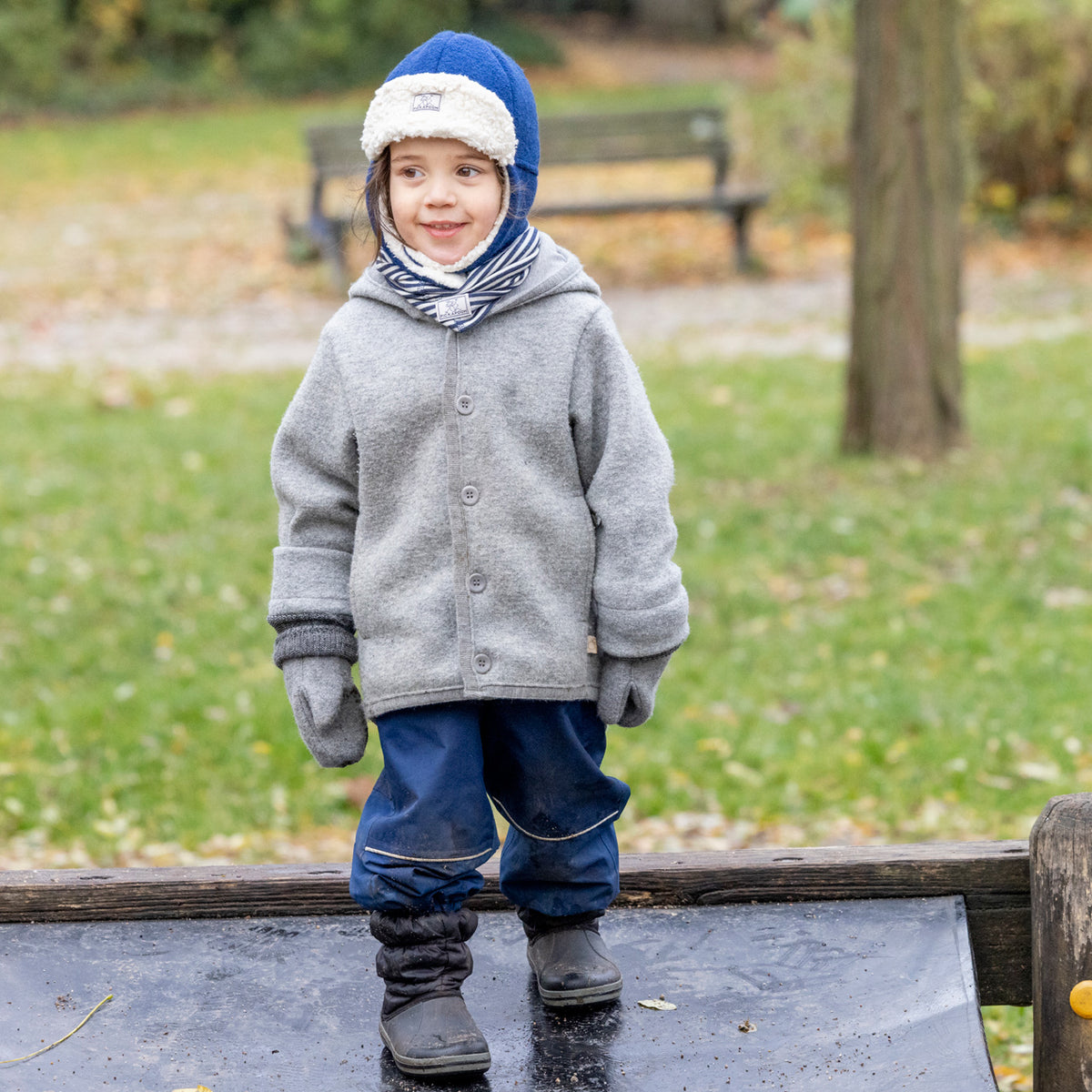 Fynn Organic Boiled Wool Lumberjack Hat with Teddy Lining (1-10y)