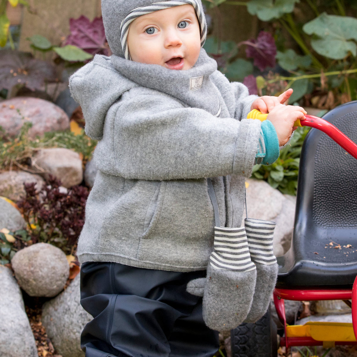 Baby Mittens - Wool Fleece - Stripes (9m-6y)