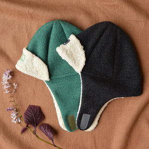 Fynn Organic Boiled Wool Lumberjack Hat with Teddy Lining (1-10y)