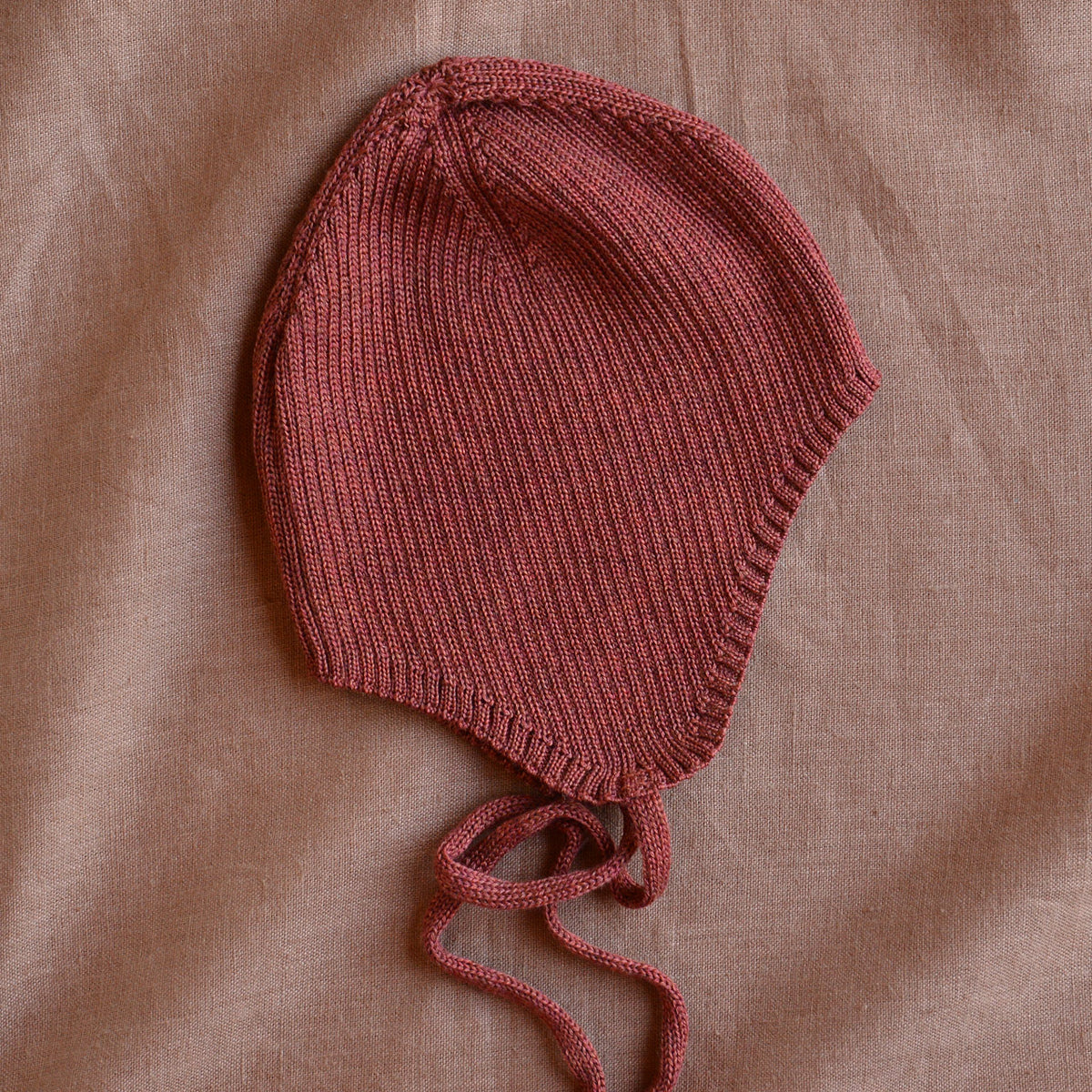 Baby Knitted Wool/Silk Bonnet with Ties - Mio (premmie-6m)
