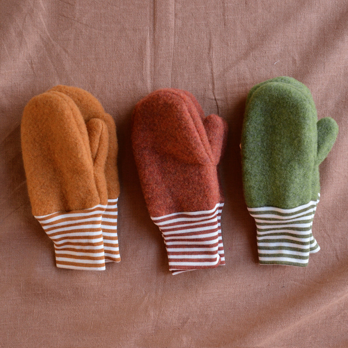 Baby Mittens - Wool Fleece - Stripes (9m-6y)