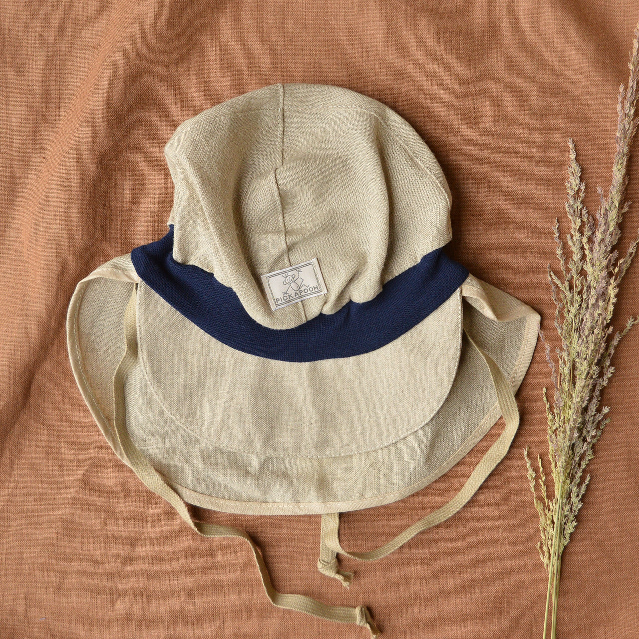 Tim Baby Legionnaire Sun Cap with Ear Cover - Organic Linen (1m-4y+)