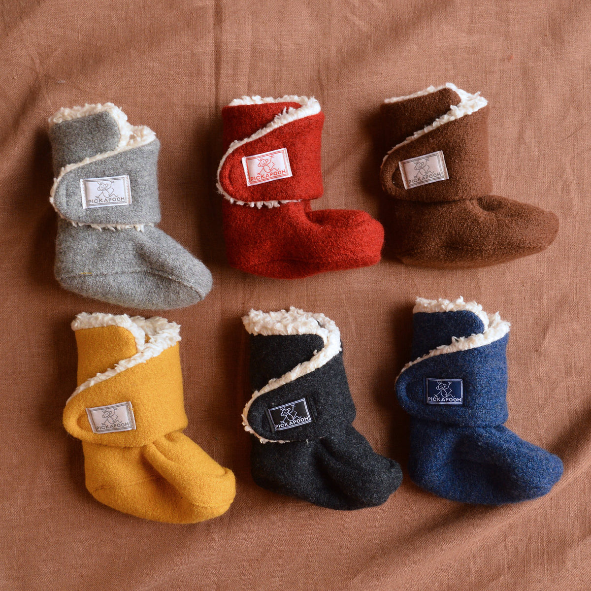 Boiled Wool Booties with Sherpa Organic Cotton Lining (0-2y)