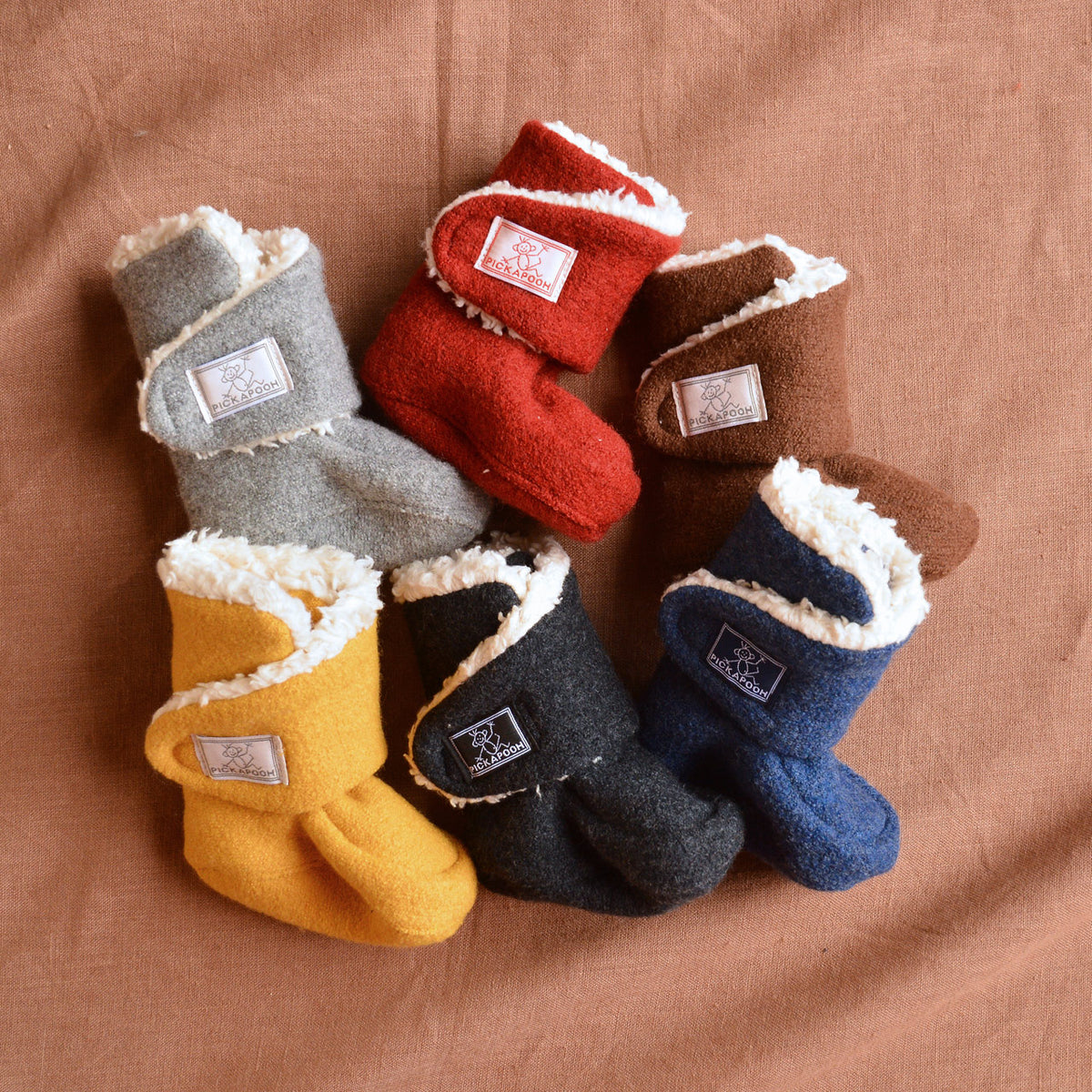 Boiled Wool Booties with Sherpa Organic Cotton Lining (0-2y)