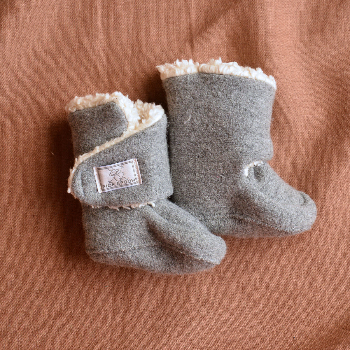 Boiled Wool Booties with Sherpa Organic Cotton Lining (0-2y)