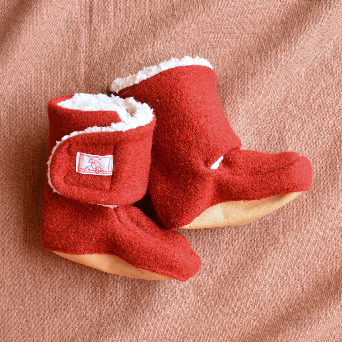 Boiled Wool Booties with Sherpa Organic Cotton Lining (0-2y)