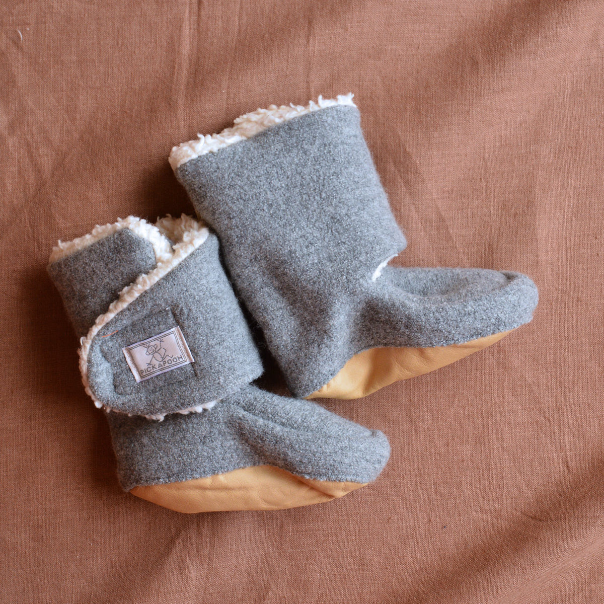 Boiled Wool Booties with Sherpa Organic Cotton Lining (0-2y)