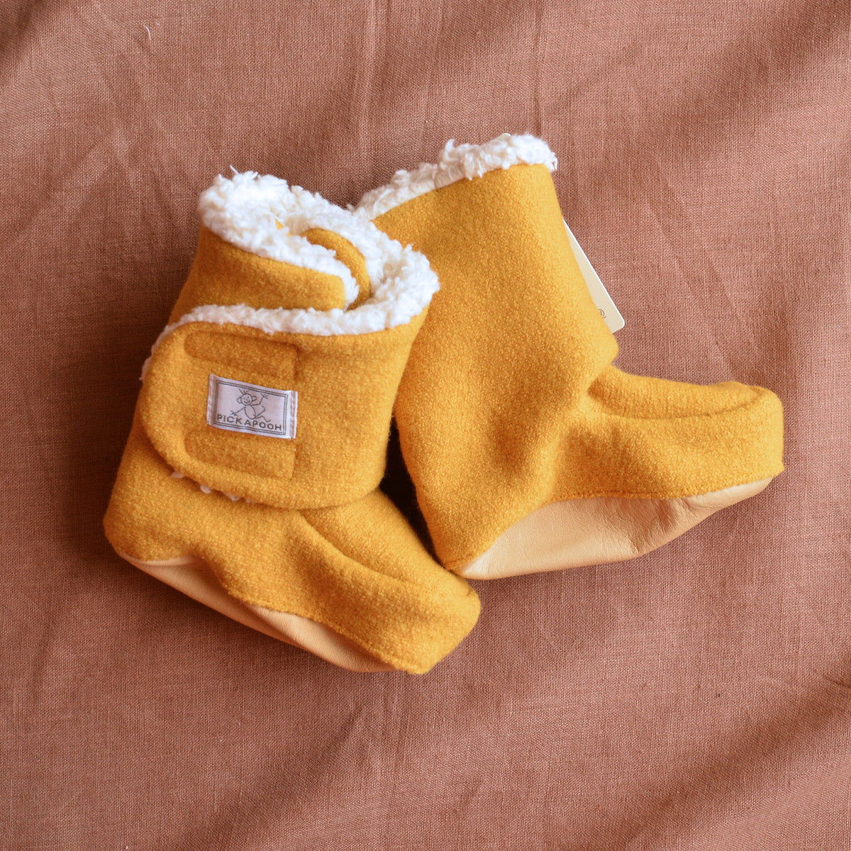 Boiled Wool Booties with Sherpa Organic Cotton Lining (0-2y)