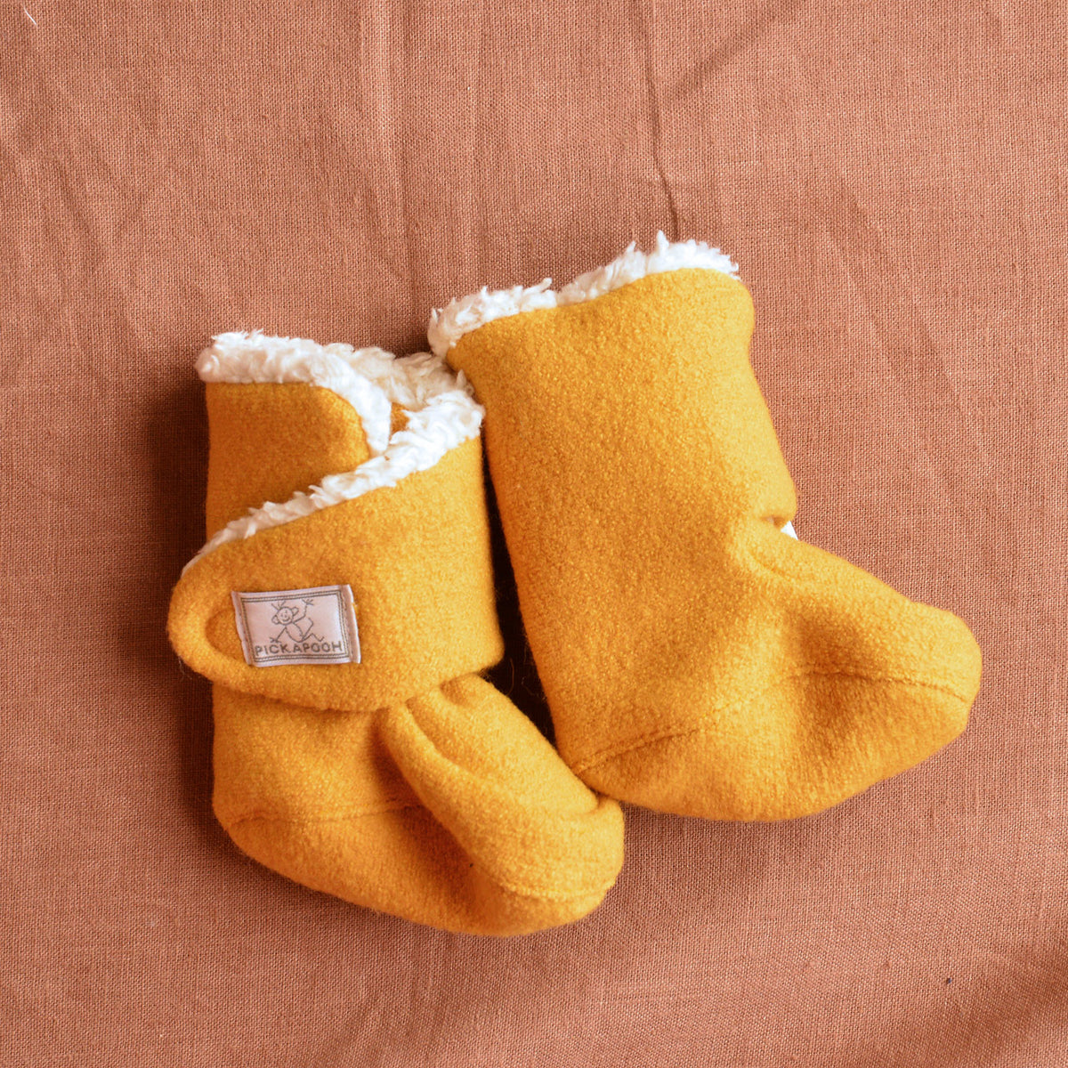 Boiled Wool Booties with Sherpa Organic Cotton Lining (0-2y)